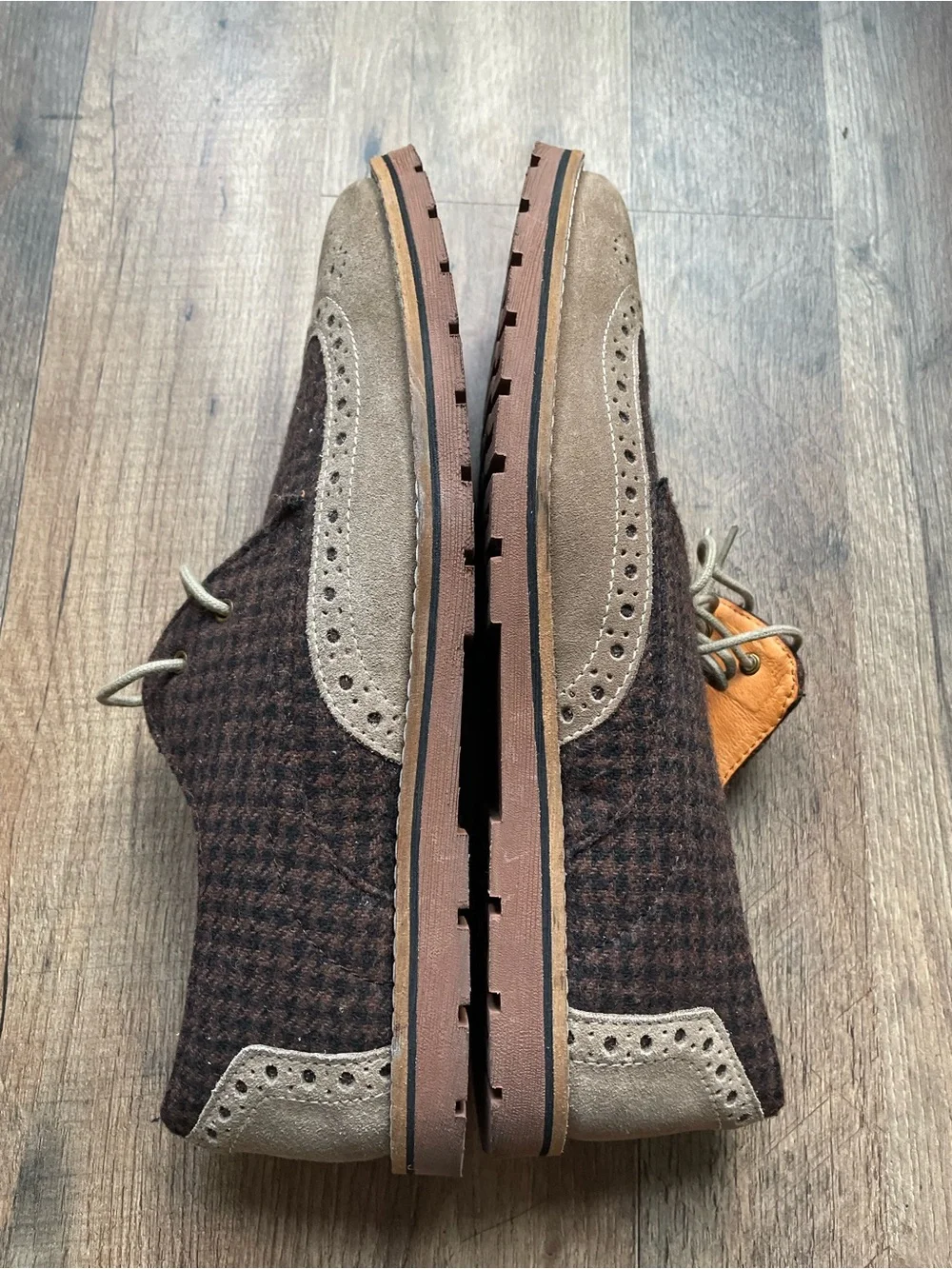 Ben Sherman Brown Houndstooth & Tan Wingtip Derby